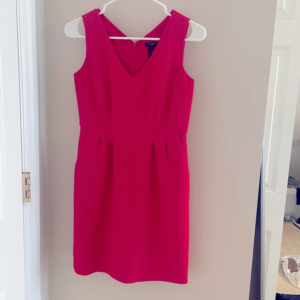 Pink work dress leopard pattern texture gently used - size 00P